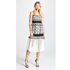 Sea New York Lola Corset Crochet Lace Ruffle Strapless Midi Dress